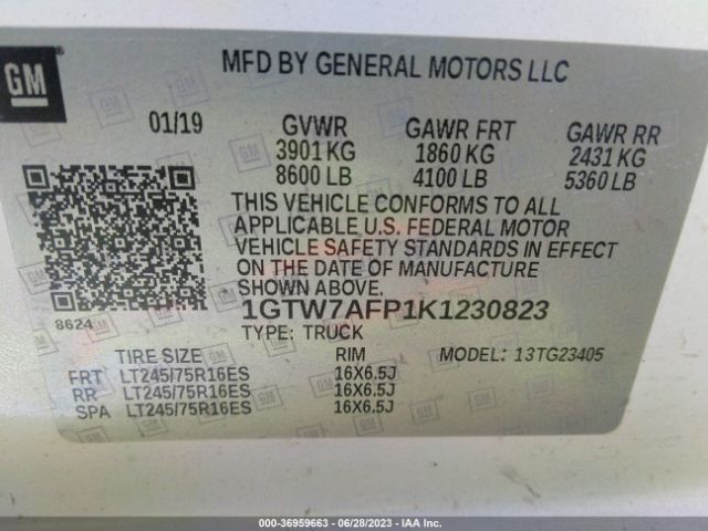 1GTW7AFP1K1230823 GMC SAVANA CARGO VAN