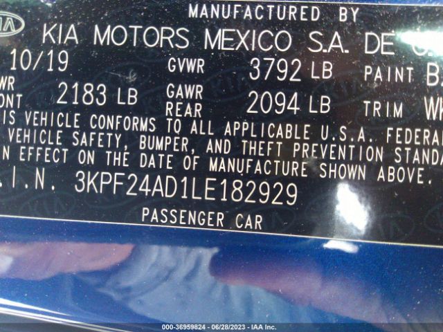 3KPF24AD1LE182929 KIA Forte Lxs