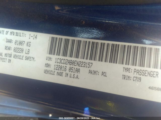 1C3CDZAB0EN223157 Dodge AVENGER SE