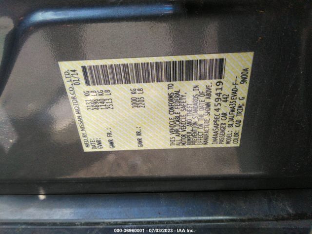 1N4AA5AP9EC459419 Nissan Maxima 3.5 Sv