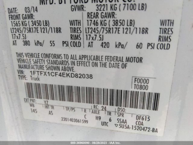 1FTFX1CF4EKD82038 Ford F-150 Xl/xlt/stx/fx2/lariat