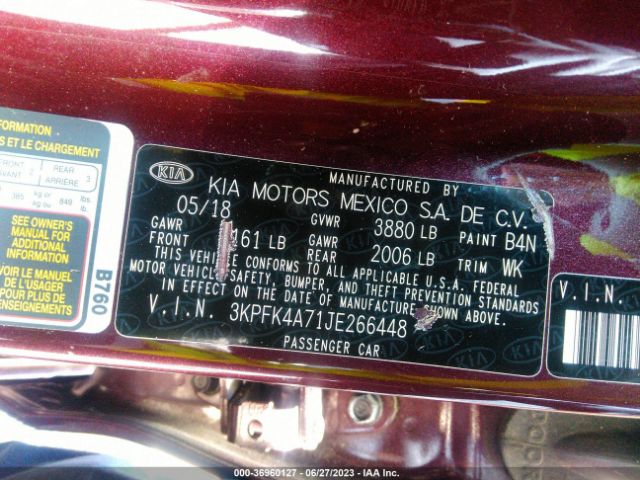3KPFK4A71JE266448 KIA FORTE LX