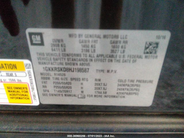 1GKKRSKD8HJ198587 GMC Acadia Limited Limited