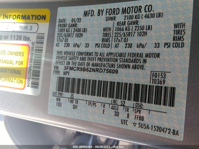 3FMCR9B62NRD75609 Ford Bronco Sport Big Bend