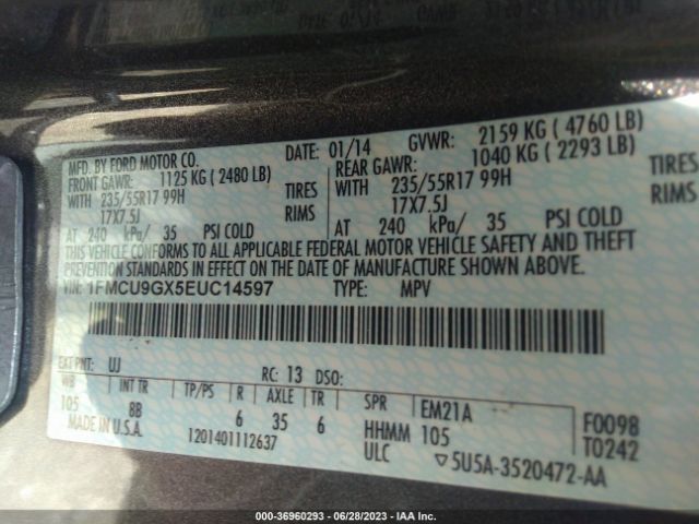 1FMCU9GX5EUC14597 Ford ESCAPE SE