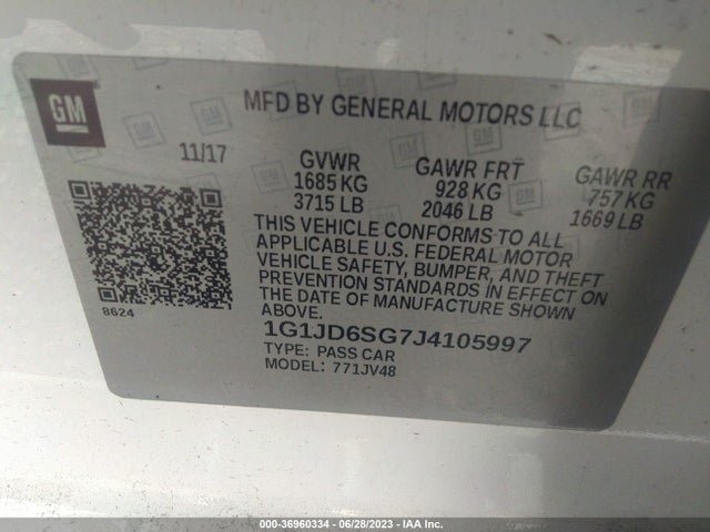 Chevrolet SONIC LT 2018 1G1JD6SG7J4105997 Image 9