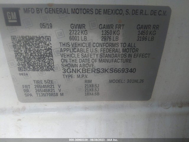 Chevrolet BLAZER RS 2019 3GNKBERS3KS669340 Image 9