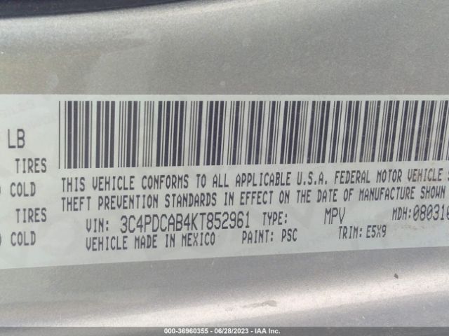 3C4PDCAB4KT852961 Dodge Journey Se Value Pkg