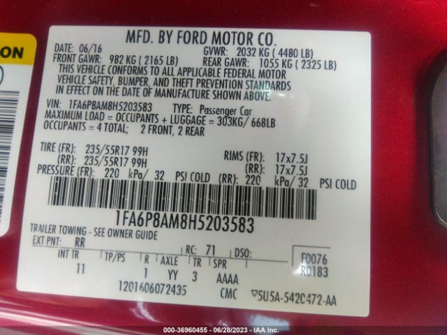 1FA6P8AM8H5203583 Ford Mustang V6