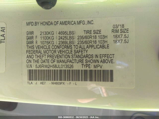Honda CR-V EX 2018 5J6RW2H58JL013526 Image 15