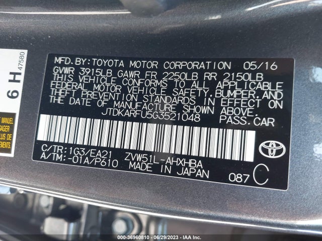 Toyota Prius Four 2016 JTDKARFU5G3521048 Image 16