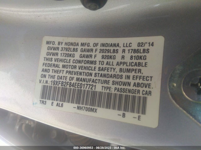Honda Civic Sedan Ex 2014 19XFB2F84EE017721 Image 9
