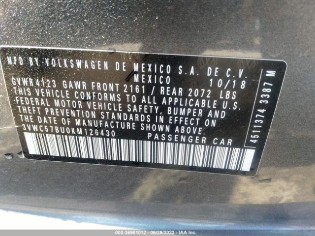 3VWC57BU0KM126430 Volkswagen Jetta 1.4t R-line/1.4t S/1.4t Se