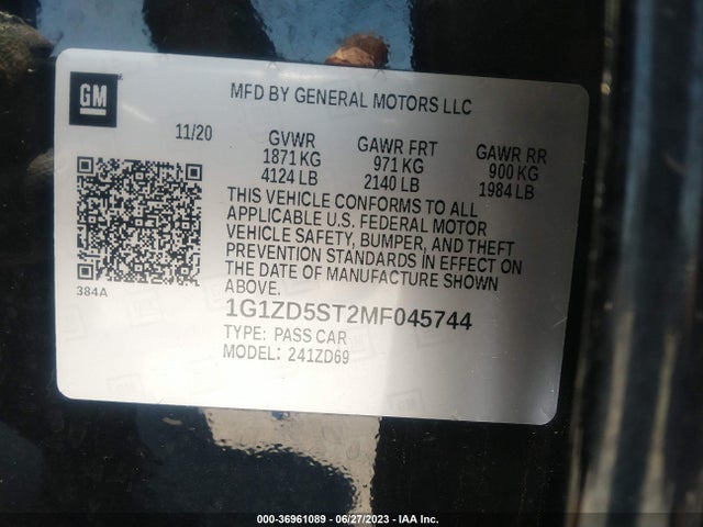 Chevrolet MALIBU LT 2021 1G1ZD5ST2MF045744 Image 9