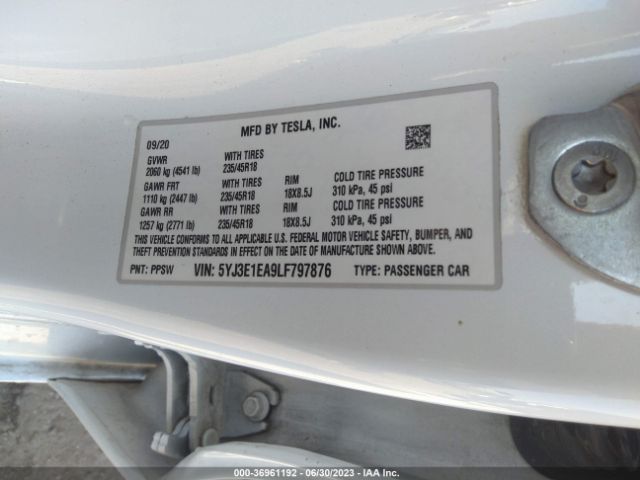 5YJ3E1EA9LF797876 Tesla Model 3 Standard Range