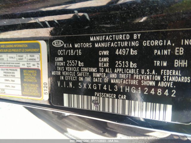 5XXGT4L31HG124842 KIA Optima Lx
