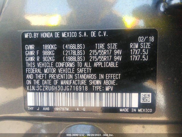 Honda HR-V LX 2018 3CZRU6H30JG716918 Image 15