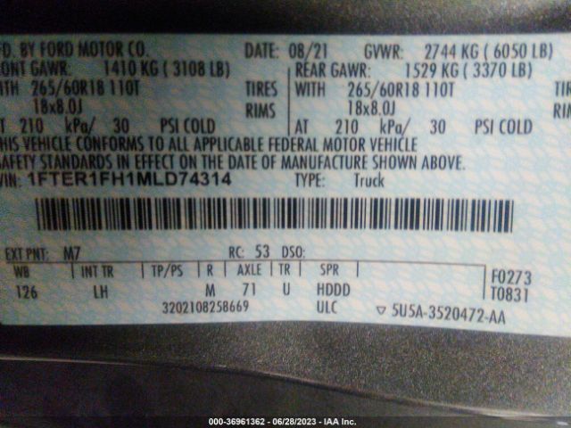 1FTER1FH1MLD74314 Ford Ranger Xl/xlt/lariat