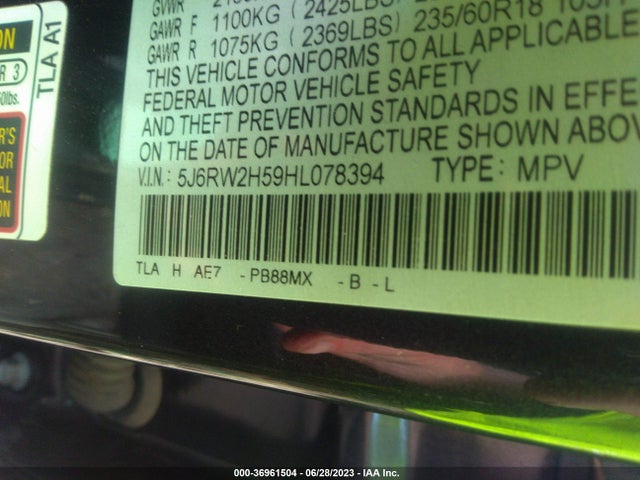 Honda CR-V EX 2017 5J6RW2H59HL078394 Image 9