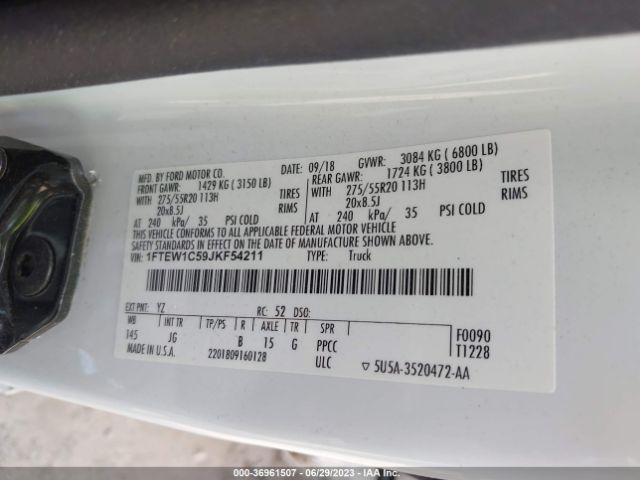 1FTEW1C59JKF54211 Ford F-150 Xl/xlt/lariat