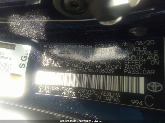 Toyota COROLLA LE 2021 JTDEPMAEXMJ136039 Image 16