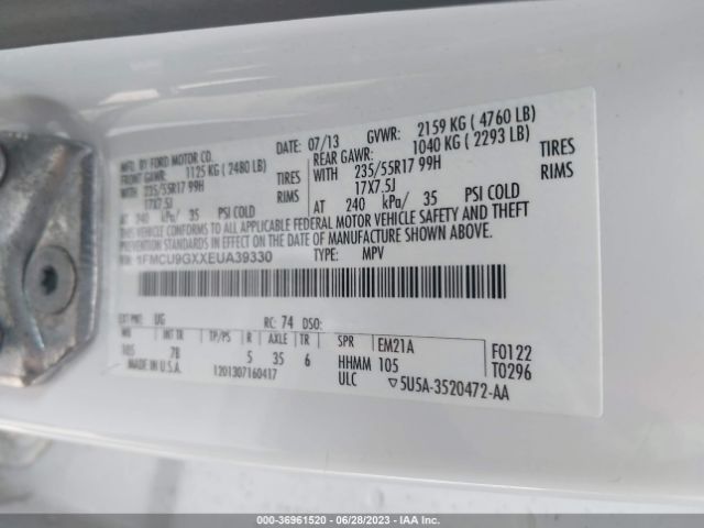 1FMCU9GXXEUA39330 Ford ESCAPE SE