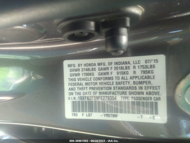 Honda Civic Sedan Lx 2015 19XFB2F59FE279354 Image 16