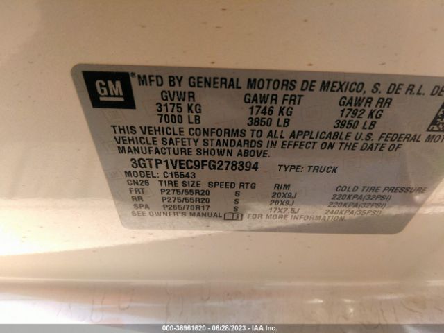 3GTP1VEC9FG278394 GMC Sierra 1500 Slt