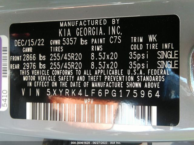 5XYRK4LF6PG175964 KIA SORENTO SX