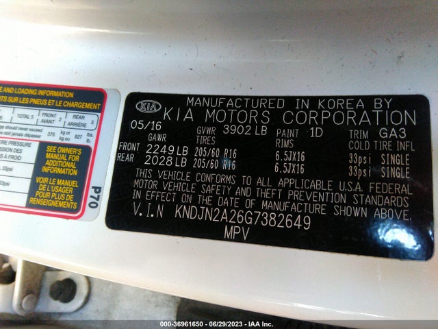 KIA Soul Base 2016 KNDJN2A26G7382649 Image 9