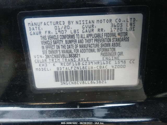 3N1CN8EV8LL863821 Nissan VERSA SV
