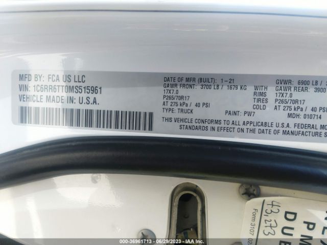 RAM 1500 Classic Slt 2021 1C6RR6TT0MS515961 Image 16
