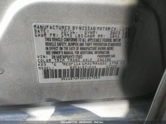 3N1AB7AP5HY217583 Nissan SENTRA S