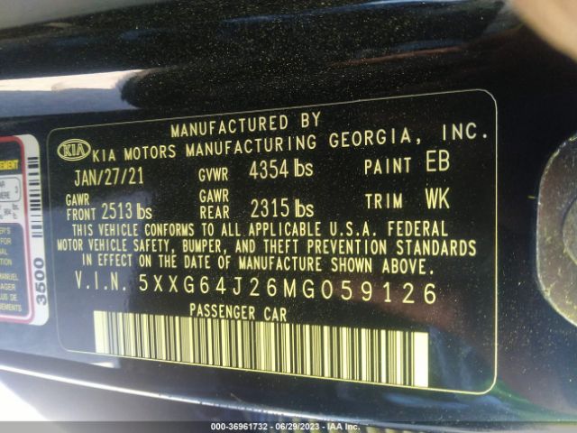 5XXG64J26MG059126 KIA K5 Gt-line