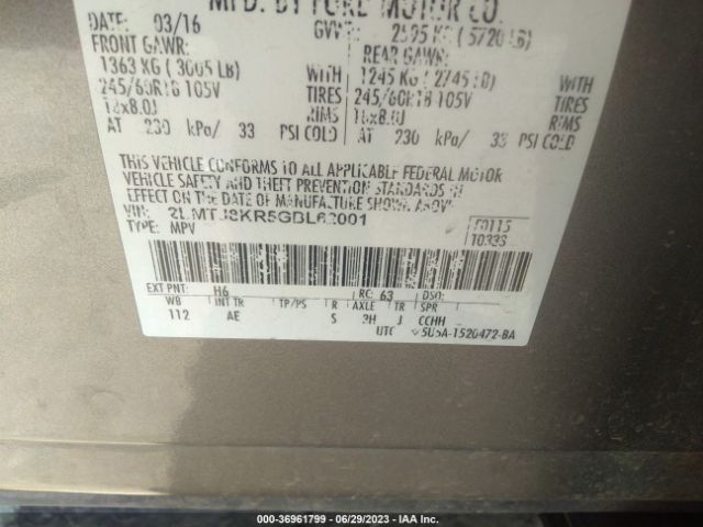 2LMTJ8KR5GBL62001 Lincoln Mkx Select