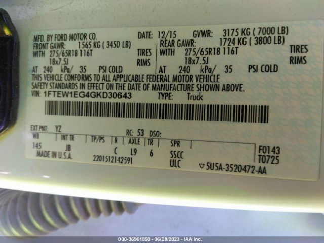 1FTEW1EG4GKD30643 Ford F-150 Xlt/xl/lariat/platinum