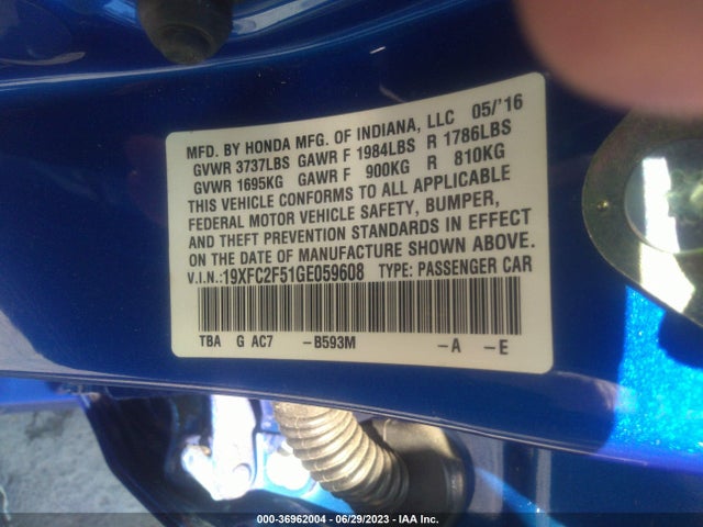 Honda Civic Sedan Lx 2016 19XFC2F51GE059608 Image 15
