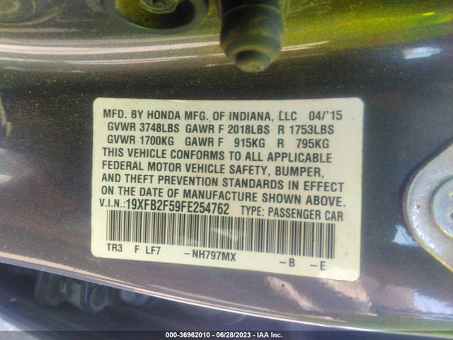 Honda Civic Sedan Lx 2015 19XFB2F59FE254762 Image 9