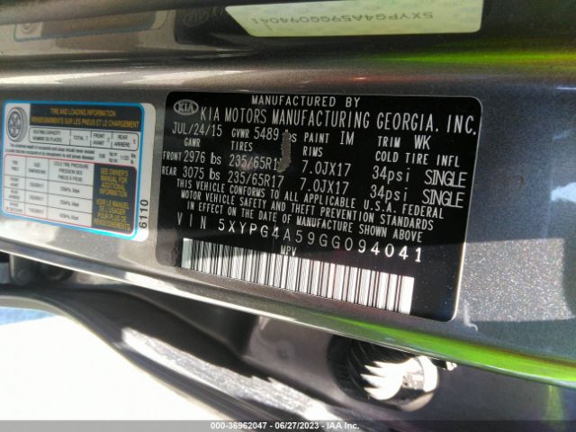 5XYPG4A59GG094041 KIA SORENTO LX