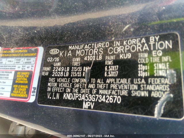 KIA SOUL + 2016 KNDJP3A53G7342670 Image 14