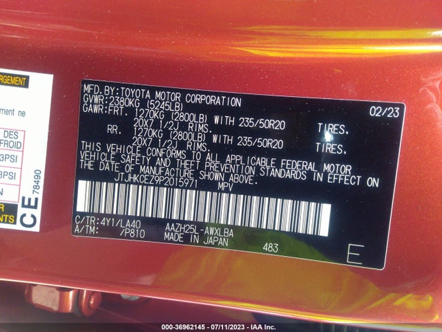 2023 Lexus NX, VIN: JTJHKCEZ9P2015971