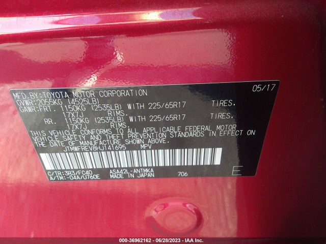 Toyota Rav4 Xle 2017 JTMWFREV8HJ141695 Image 9