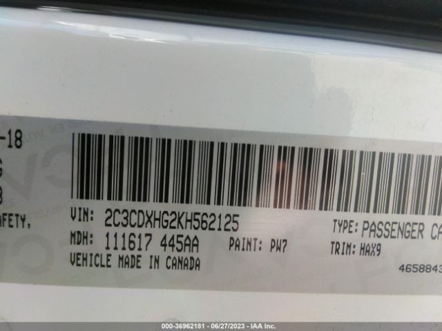 2C3CDXHG2KH562125 Dodge CHARGER GT