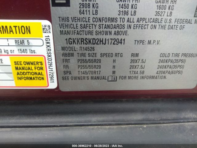 1GKKRSKD2HJ172941 GMC Acadia Limited Limited