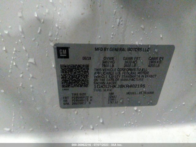 1GKS2HKJ8KR402195 GMC YUKON XL DENALI