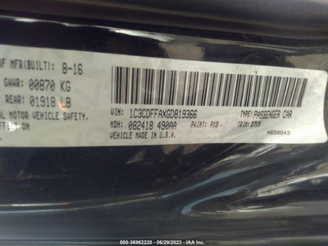 1C3CDFFAXGD819366 Dodge Dart Sxt Sport