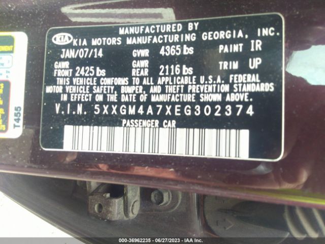5XXGM4A7XEG302374 KIA Optima Lx