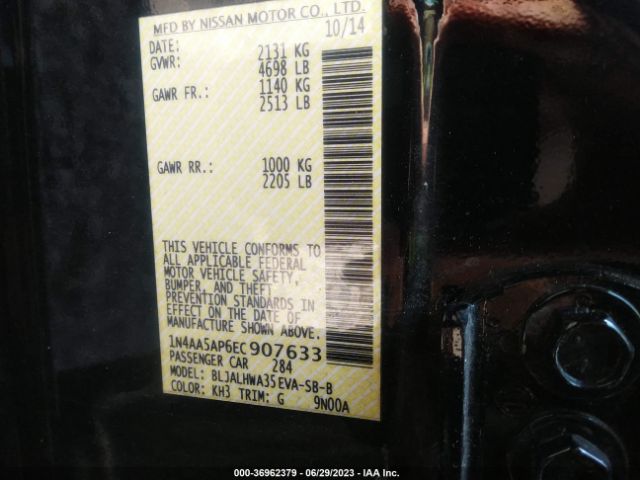 1N4AA5AP6EC907633 Nissan Maxima 3.5 Sv W/premium Pkg