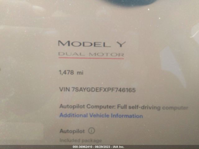 7SAYGDEFXPF746165 Tesla Model Y Performance