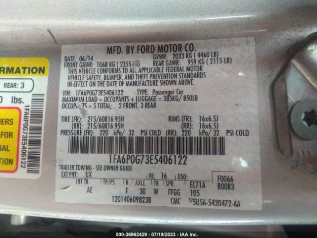 1FA6P0G73E5406122 Ford FUSION S